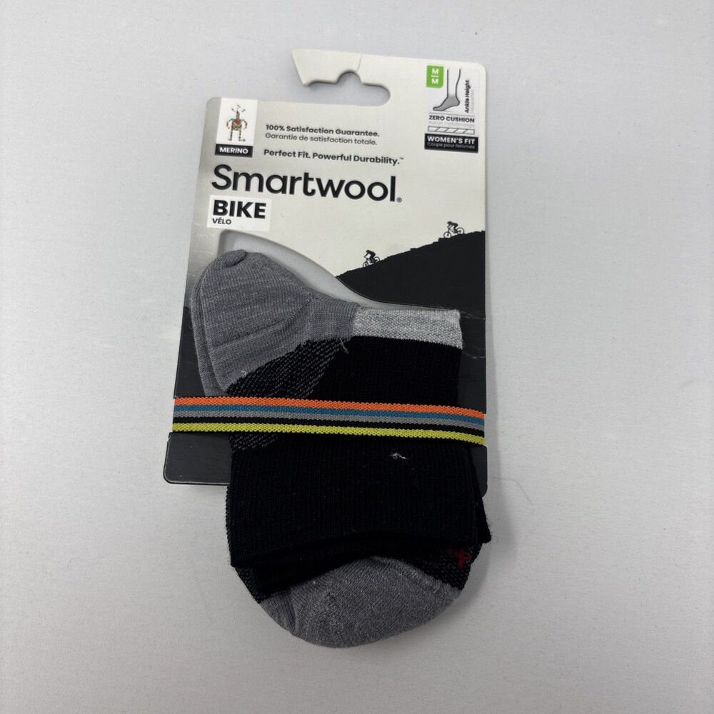 Smartwool Women’s Bike Zero Cushion Ankle Socks Black Medium Merino Wool NEW